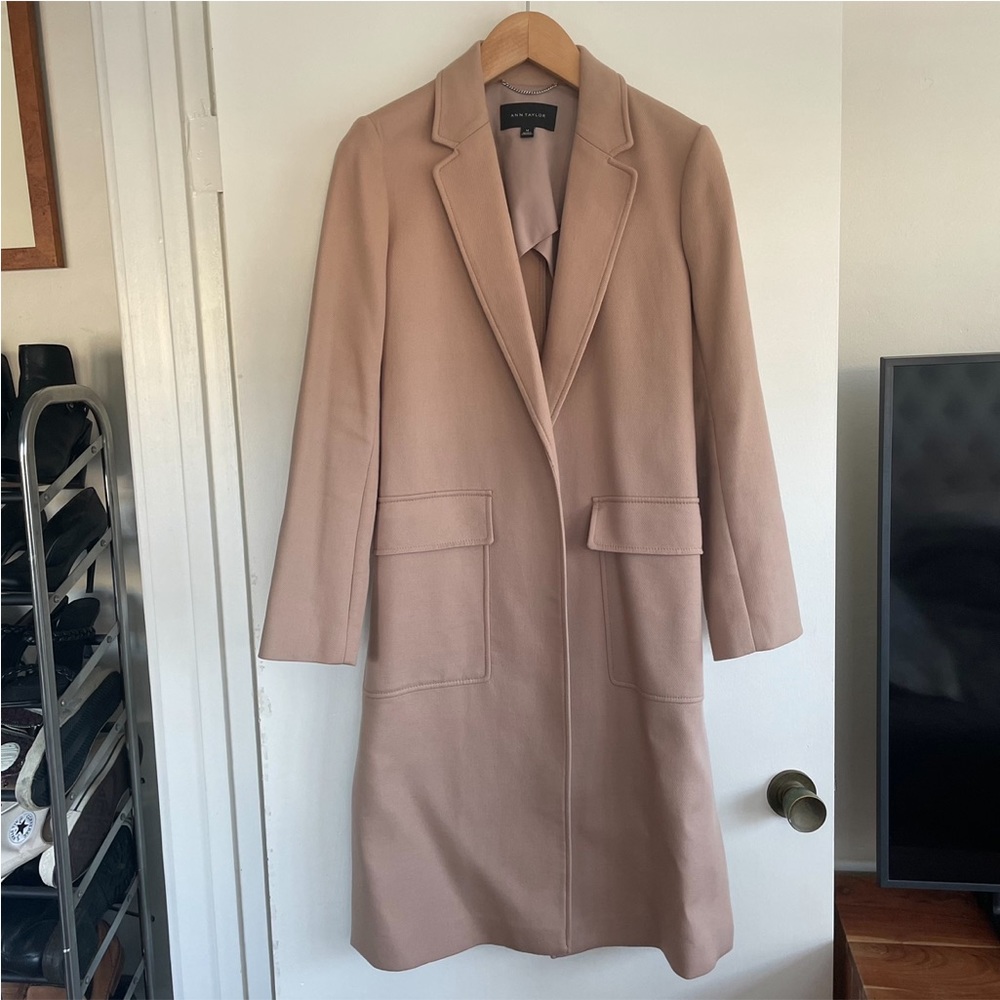 Ann Taylor Blush Nude Belted Coat Jacket - Picture 2 of 6
